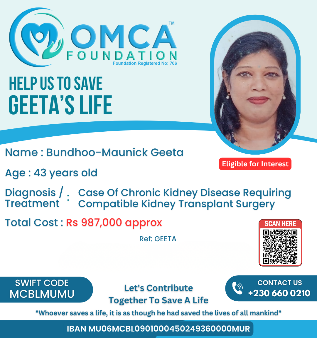 Help Save Geeta’s Life – Kidney Transplant Donation Support