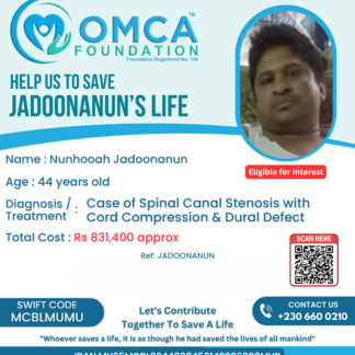Help Save Jadoonanun’s Life – Spine Treatment