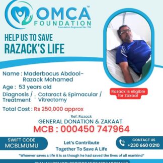 Help Save Razack’s Life – Urgent Eye Treatment & Surgery Support
