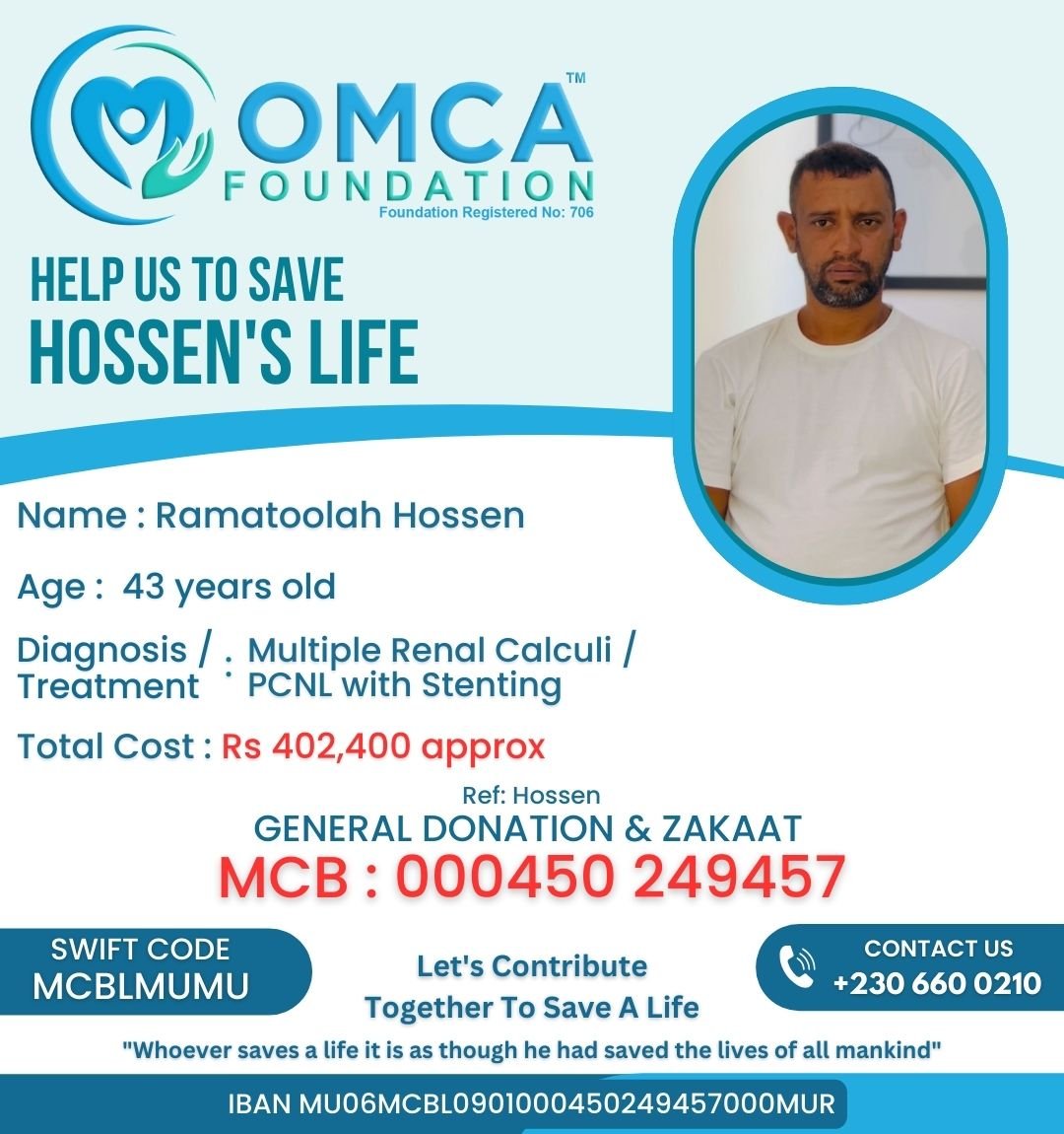 Help Save Hossen’s Life – Urgent Treatment for Multiple Renal Calculi