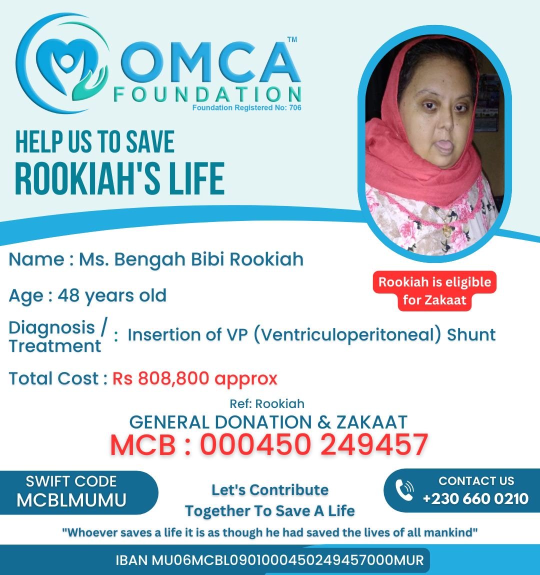 Help Save Rookiah’s Life – Support Her Medical Treatment