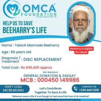 Help Save Beeharry’s Life – Support His Spine Treatment Journey