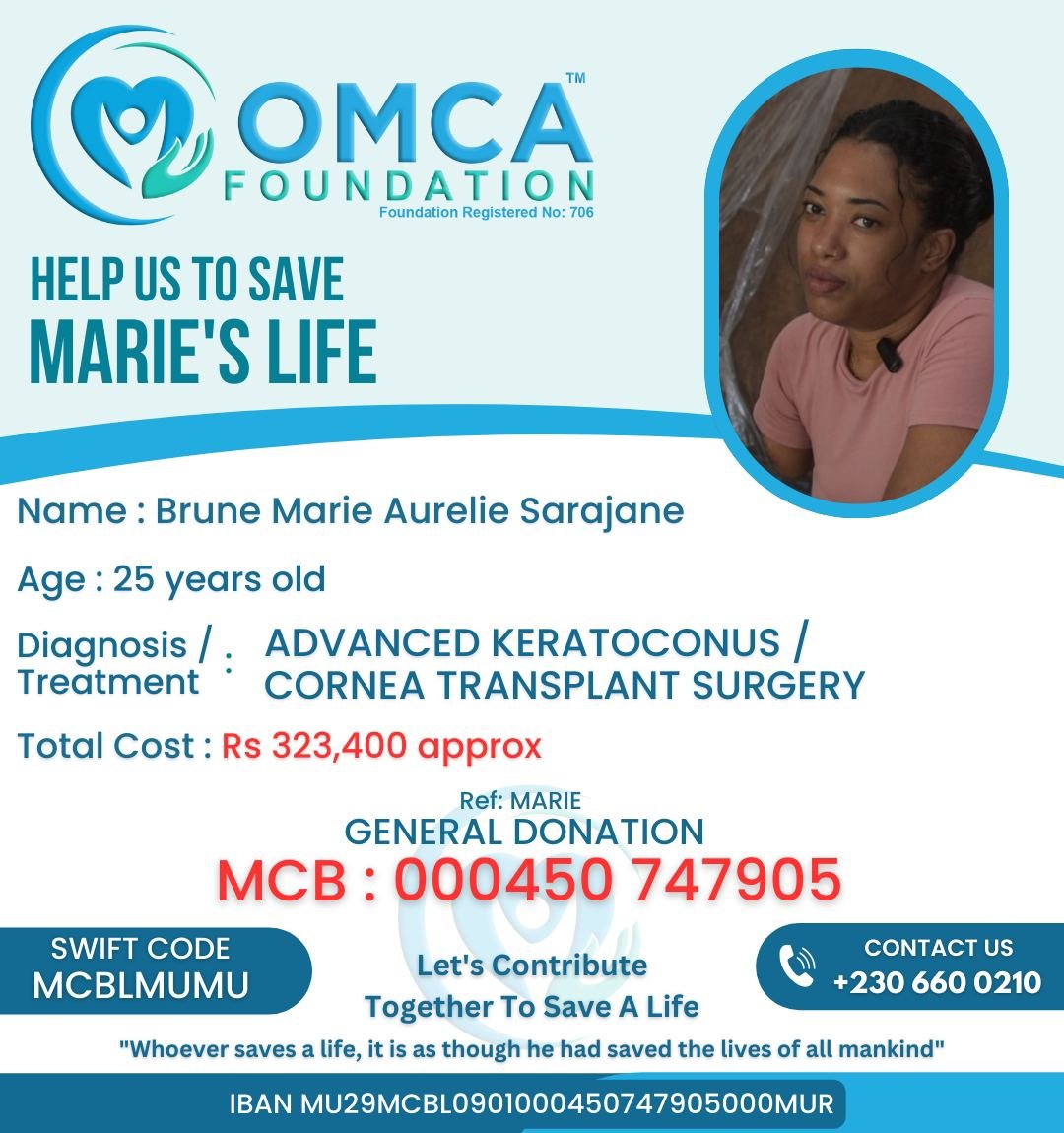 Help Save Marie’s Life – Urgent Cornea Transplant Surgery