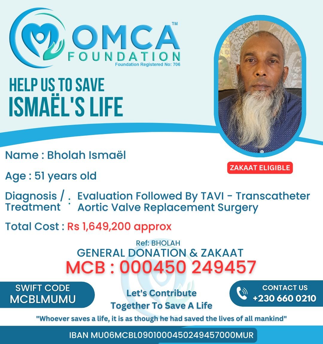 Help Save Ismaël’s Life – Urgent TAVI Heart Valve Replacement Surgery
