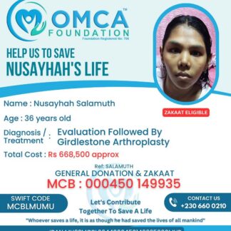 Help Save Nusayhah’s Life – Urgent Girdlestone Arthroplasty Treatment