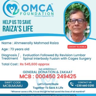Help Save Raiza’s Life – Urgent Revision Lumbar Spinal Fusion Surgery