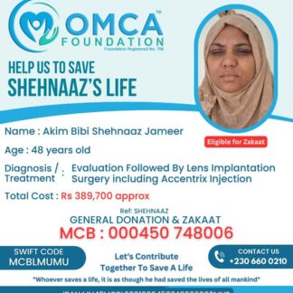 Help Save Shehnaaz’s Life – Urgent Eye Surgery & Lens Implantation