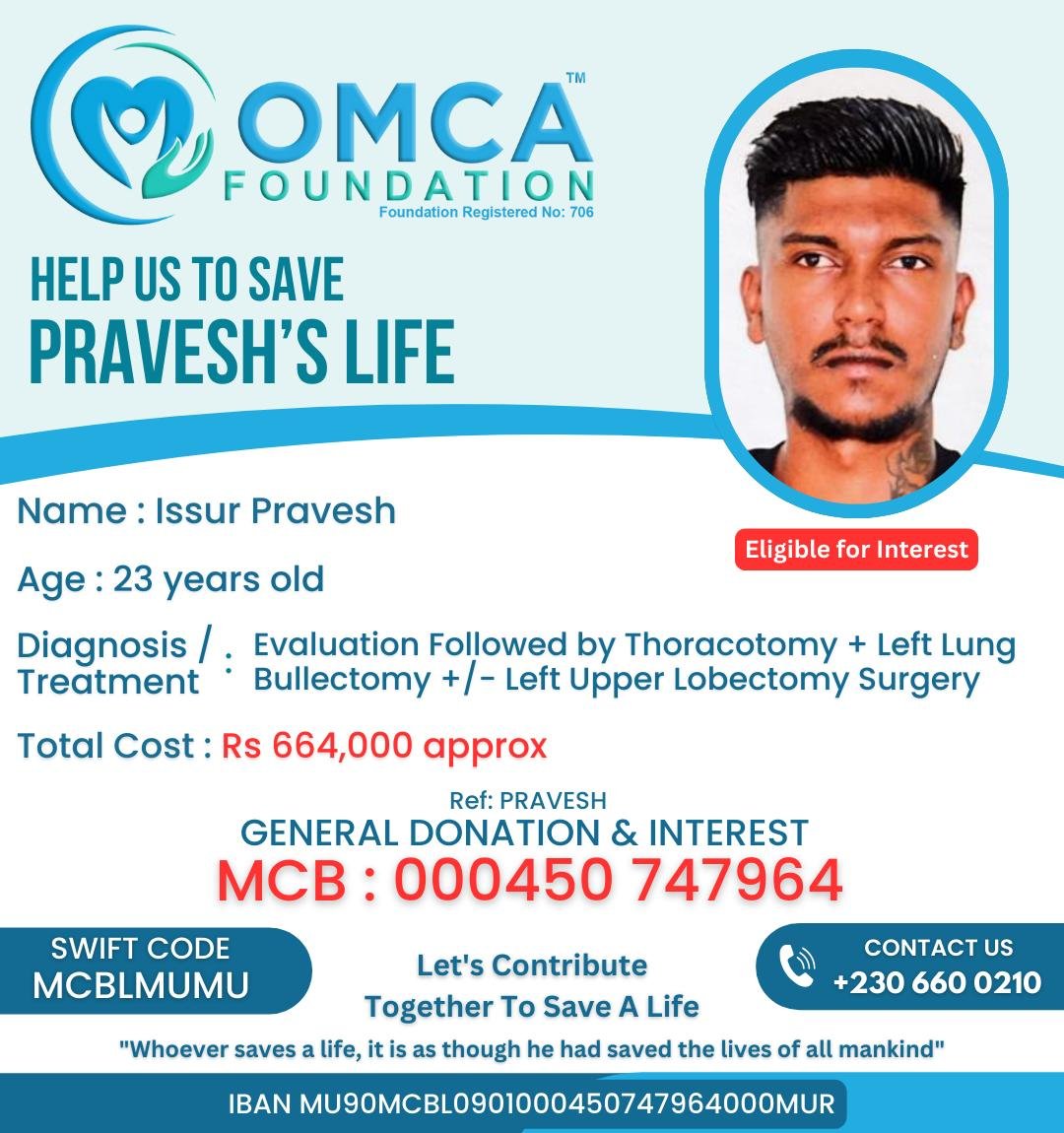 Help Save Pravesh’s Life – Urgent Lung Surgery Treatment