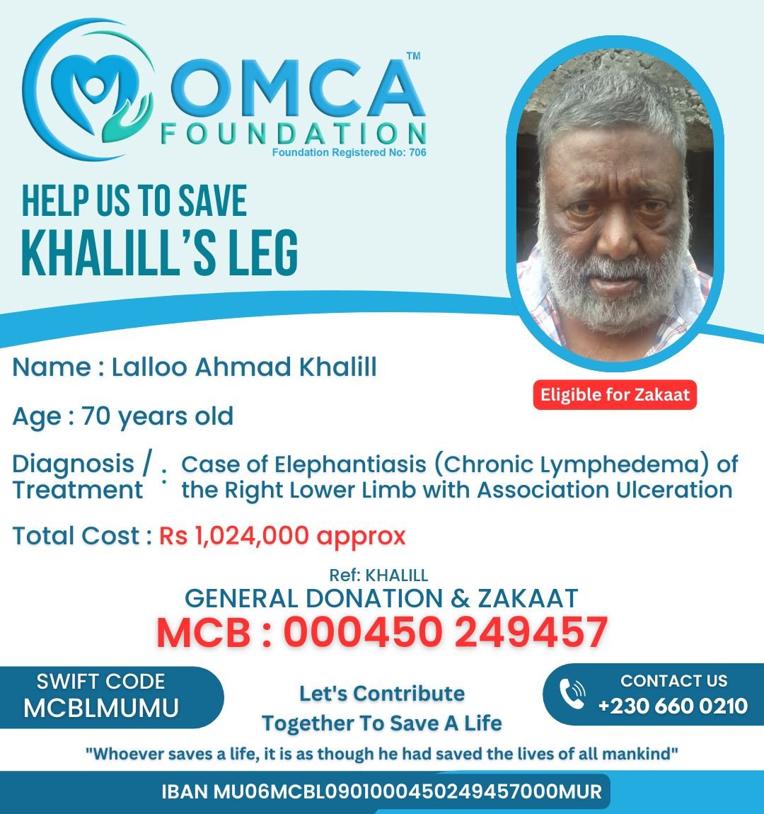 Help Save Khalill’s Leg – Urgent Treatment for Chronic Lymphedema