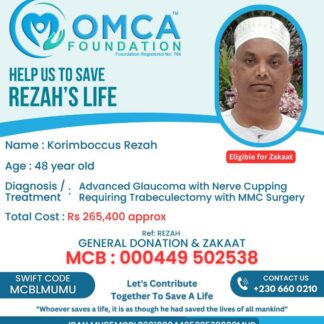 Help Save Rezah’s Vision – Urgent Glaucoma Surgery Needed