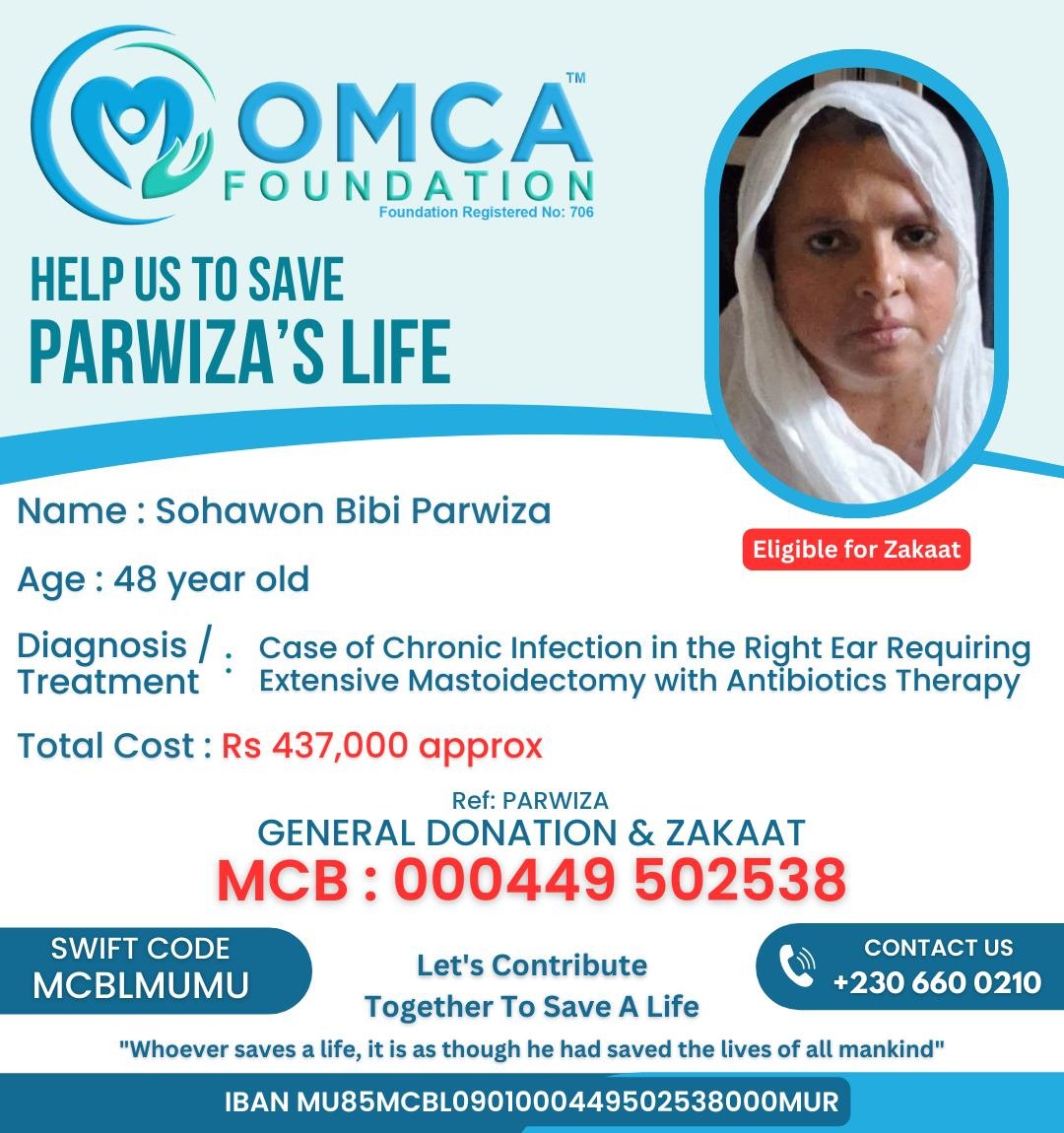 Help Save Parwiza’s Life – Urgent Ear Surgery Treatment