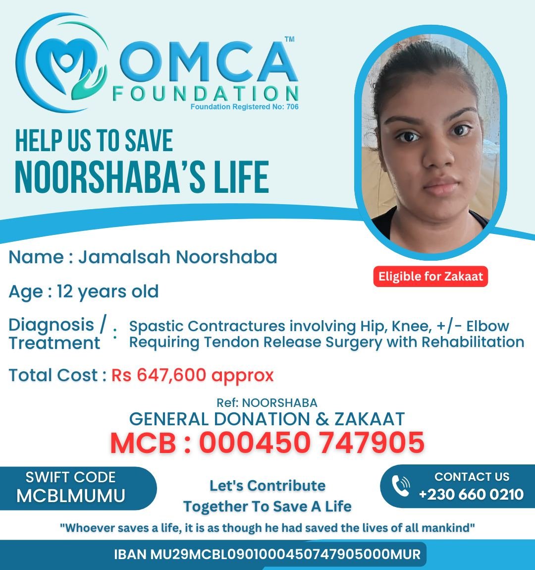 Help Save Noorshaba’s Life – Urgent Tendon Release Surgery Needed