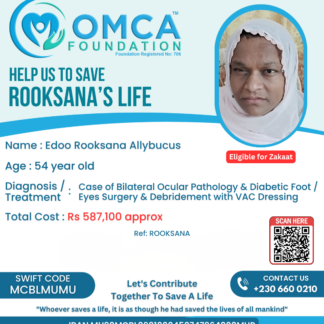 Help Save Rooksana’s Life – Critical Eye Surgery & Diabetic Foot Treatment Support