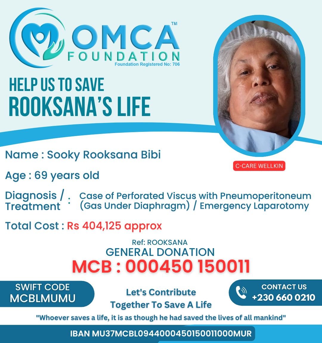 Help Save Rooksana’s Life – Emergency Surgery Support